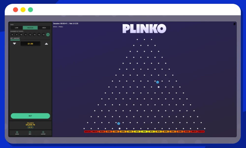 Plinko betting game.